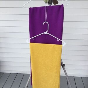 2 Pashmina Scarves/Table Runners, 27 inches x 72 inches. 1 Purple, 1 Gold